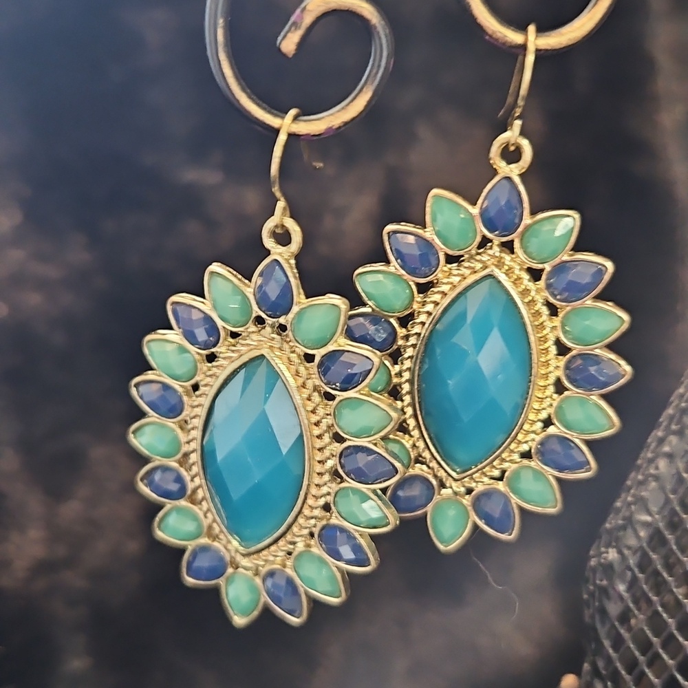 Earrings- Green/ Blue Marquis Dangle Earrings